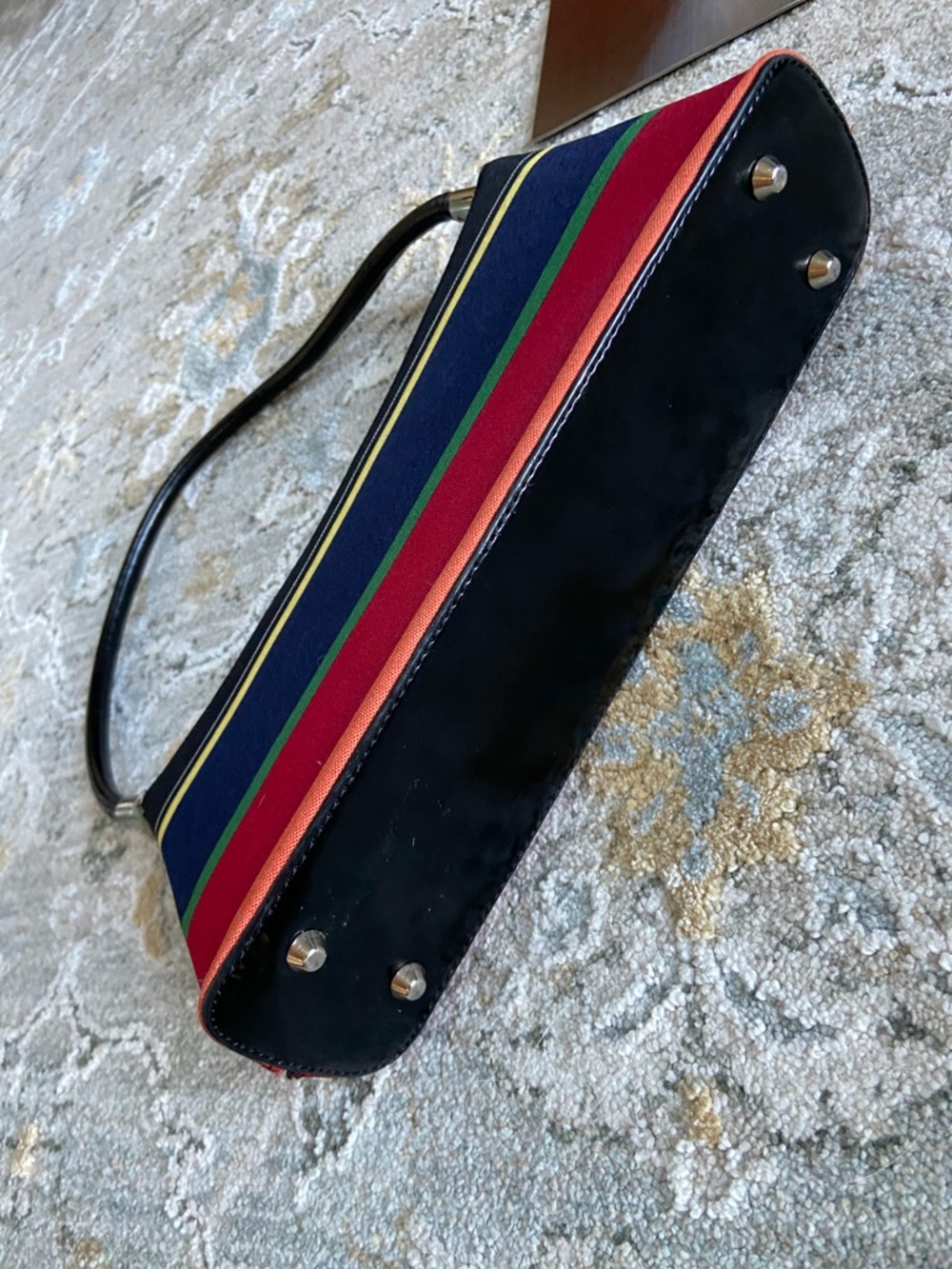 Vintage Y2K Striped Multicolor Heart-Accent Pouchette Bag - Picture 3 of 10